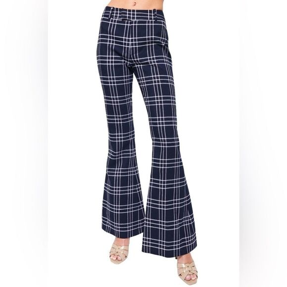 NWOT Smythe Bootcut Pant In Navy Plaid Grid Size 12 - Picture 10 of 10